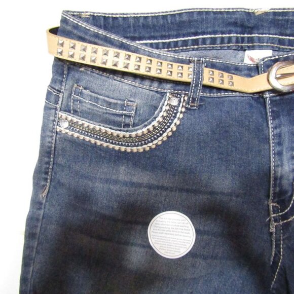 Faded Glory plus size 16W womens  denim shorts blue with belt NWT - Picture 6 of 9